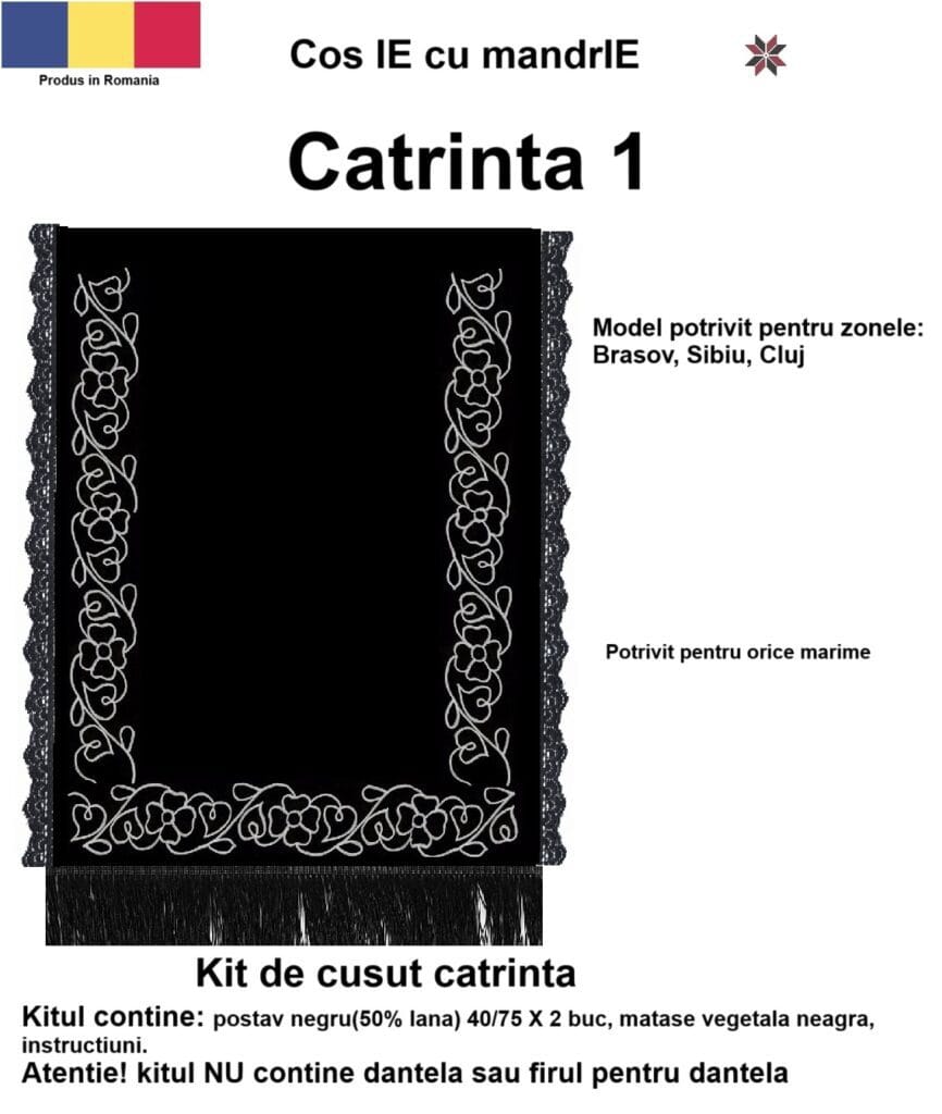 Kit cusut catrinta model tradițional românesc din lana