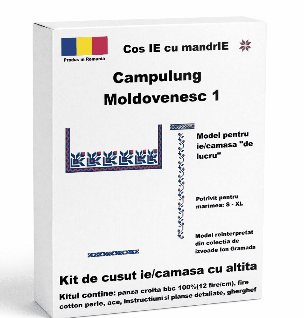 Kit cusut ie Campulung-Moldovenesc 1 model tradițional românesc din bumbac