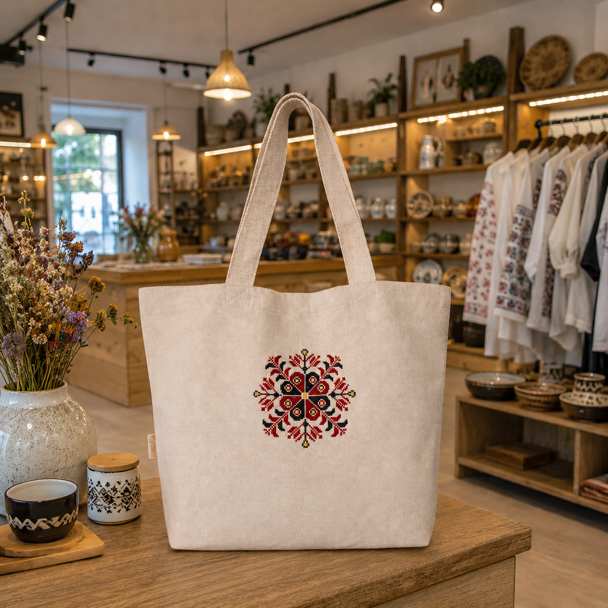 geanta tote model brodat traditional
